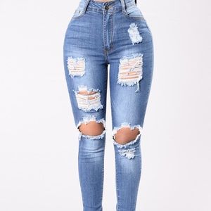 Brand New Distressed Fashion Nova Jeans
